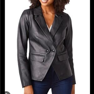 Paige Aventura Leather Blazer.  Size L Black